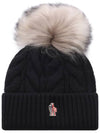 Women s Grenoble Logo Pom Wool Cashmere Beanie 3B00011 A0069 999 24F - MONCLER - BALAAN 1