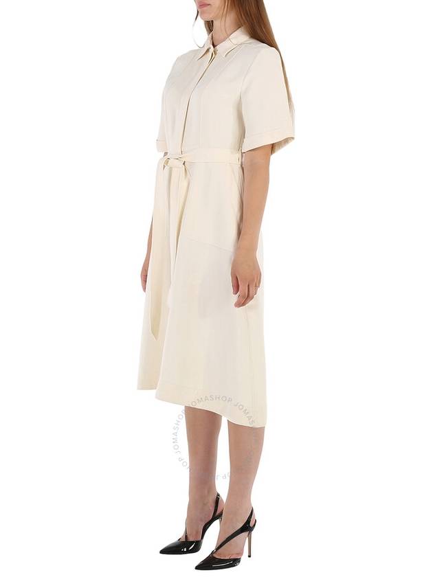 Women's Belt Short Sleeve Midi Dress White - BURBERRY - BALAAN 3