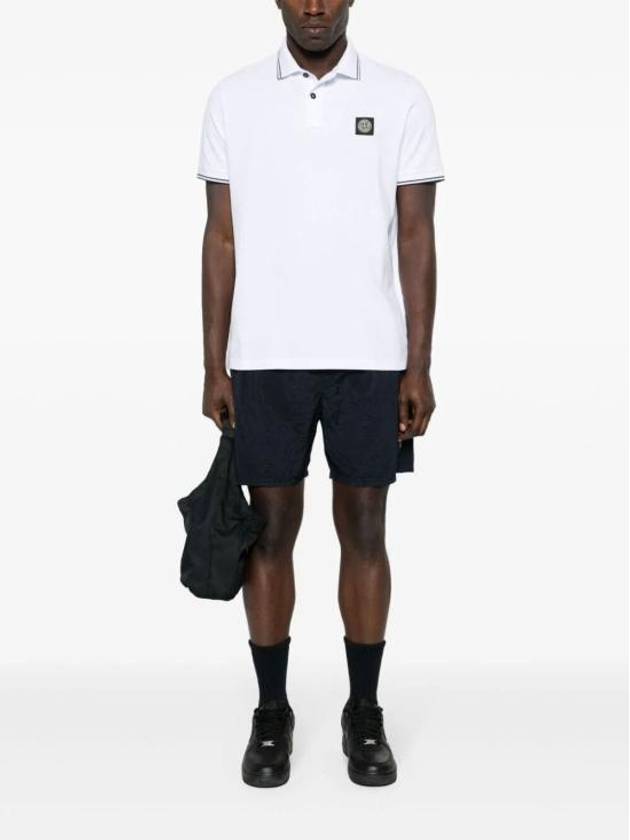 Stretch Cotton Pique Short Sleeve Polo Shirt White - STONE ISLAND - BALAAN 6