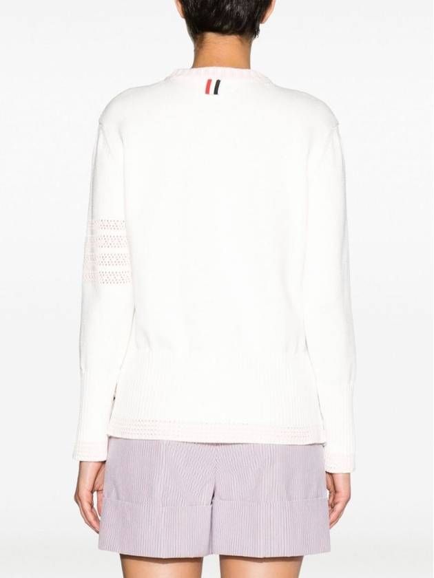 4 Bar Stripe Cotton Sweatshirt White - THOM BROWNE - BALAAN 4