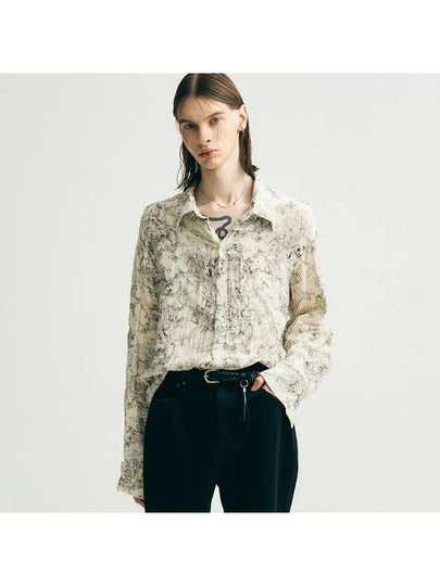 Natural Flower Crinkle Long Sleeves Shirt Black - NOIRER - BALAAN 2