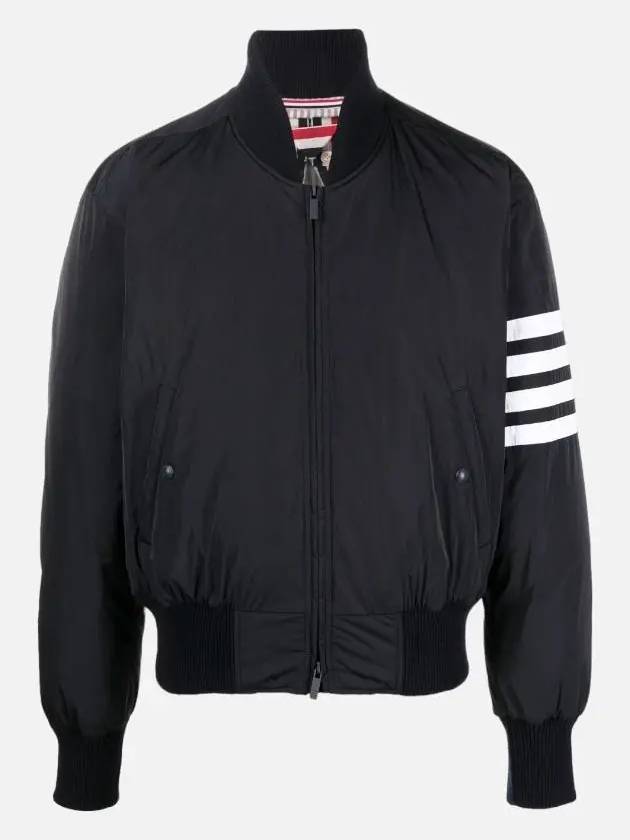 Poly Twill 4-Bar Oversized Knit Down Bomber Jacket Navy - THOM BROWNE - BALAAN 4