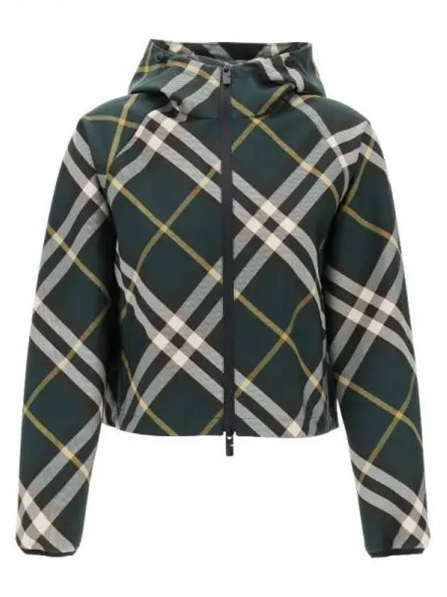 Check Pattern Zip-Up Hoodie Green - BURBERRY - BALAAN 2