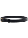 Women's Gold Triangle Logo Leather Belt Black - PRADA - BALAAN 6