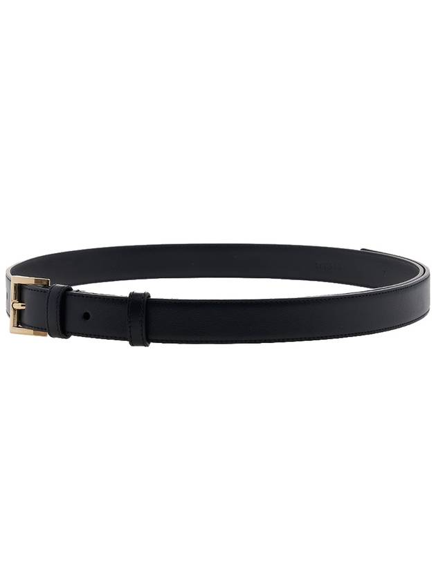 Women's Gold Triangle Logo Leather Belt Black - PRADA - BALAAN 6