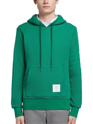 4 Bar Honeycomb Pique Cotton Hoodie Green - THOM BROWNE - BALAAN 1