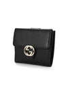 Interlocking G Flap Leather Half Wallet Black - GUCCI - BALAAN 3