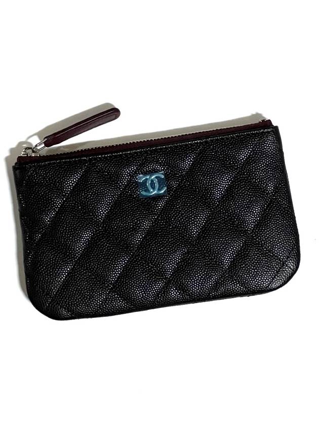 Nell Classic Mini Clutch Pouch Black Silver Caviar A82365 - CHANEL - BALAAN 3