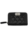 Boy Vintage Silver Hardware Quilted Caviar Zipper Card Wallet Black - CHANEL - BALAAN 2