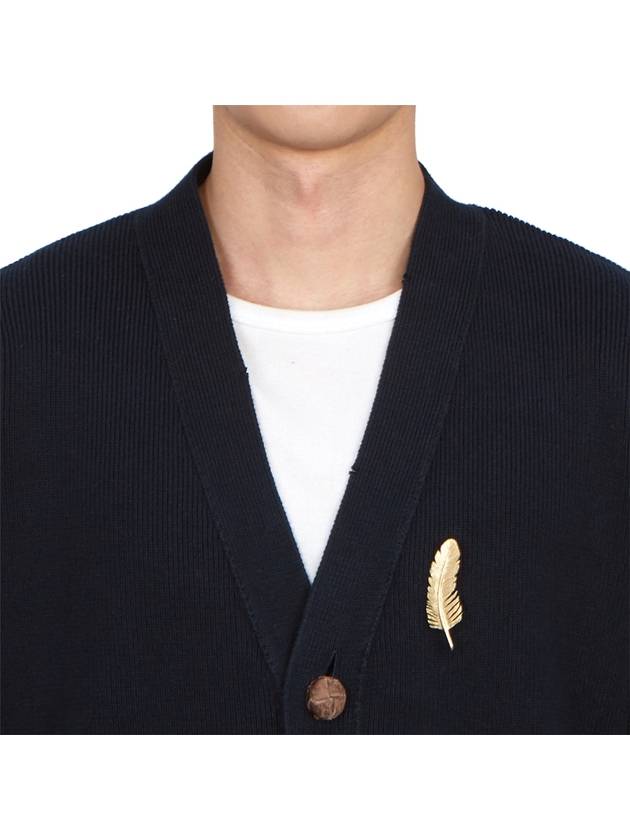 Men's Feather Patch Cardigan Dark Blue - GOLDEN GOOSE - BALAAN 7