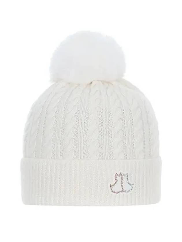 Women s Cashmere Knit Beanie 8504LXAK IVORY - BLACK&WHITE - BALAAN 2