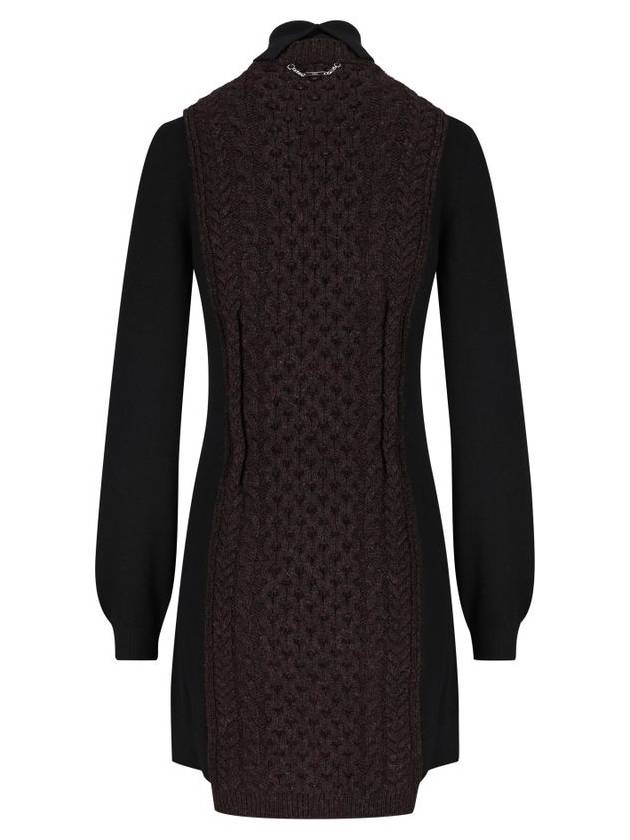 High Neck Cashmere Midi Dress Dark Purple - FENDI - BALAAN 3