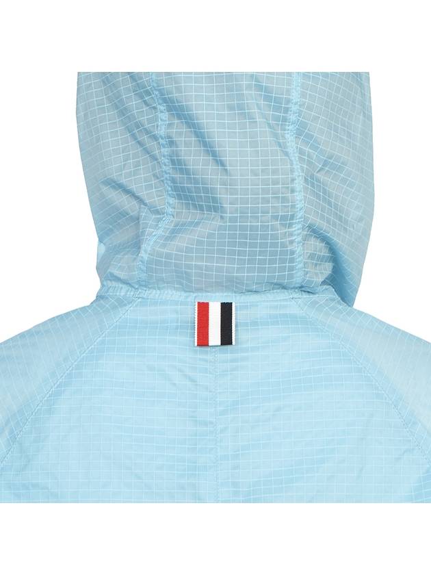 4 Bar Ripstop Polyamide Windbreaker Light Blue - THOM BROWNE - BALAAN 8