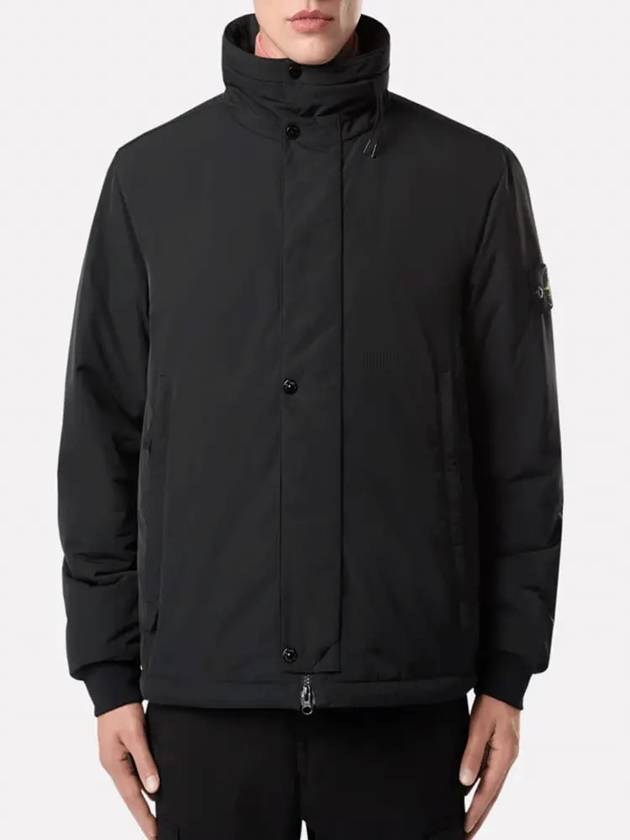 Logo Micro Twill Zip Up Jacket Black - STONE ISLAND - BALAAN 3