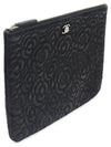 Black Goat Skin Camellia Silver CC Flower New Medium Clutch 22nd - CHANEL - BALAAN 3