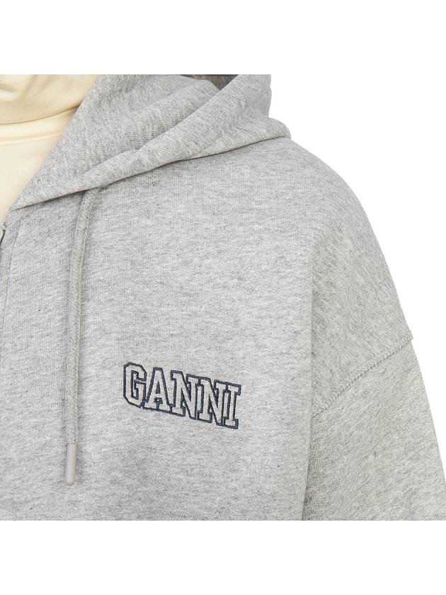 Logo Zip-Up Hoodie Grey - GANNI - BALAAN 11