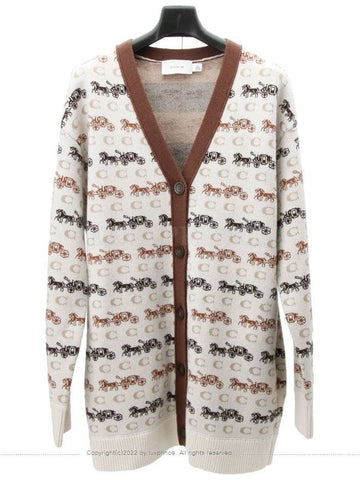 Horse C Printing Cardigan Cream Brown 11125hva - COACH - BALAAN 1