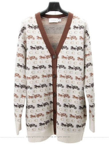 Horse C Printing Cardigan Cream Brown 11125hva - COACH - BALAAN 1