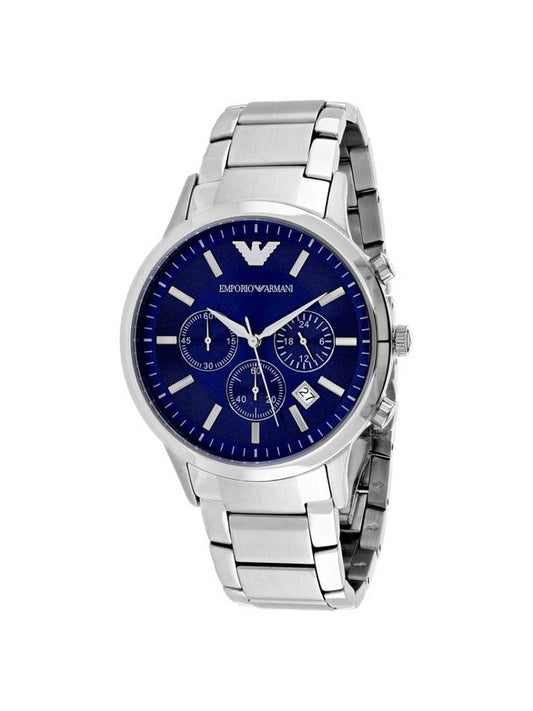Renato Chronograph Blue Dial Metal Watch Silver - EMPORIO ARMANI - BALAAN 1