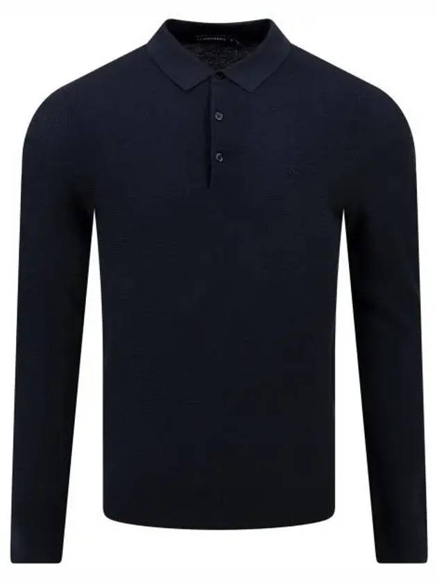 Rowan Mesh Polo Knit Top Navy - J.LINDEBERG - BALAAN 2