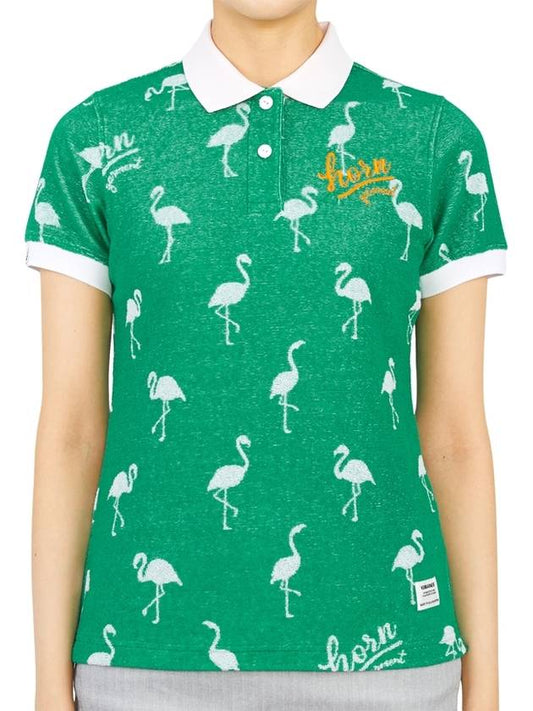 Women's Golf Paradise Short Sleeve PK Shirt Green - HORN GARMENT - BALAAN 2