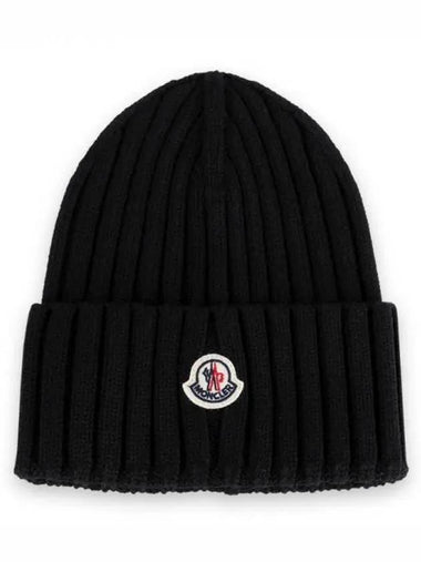 Wapen Logo Patch Wool Beanie Black 3B00036 A9327 999 270124 1136776 - MONCLER - BALAAN 1