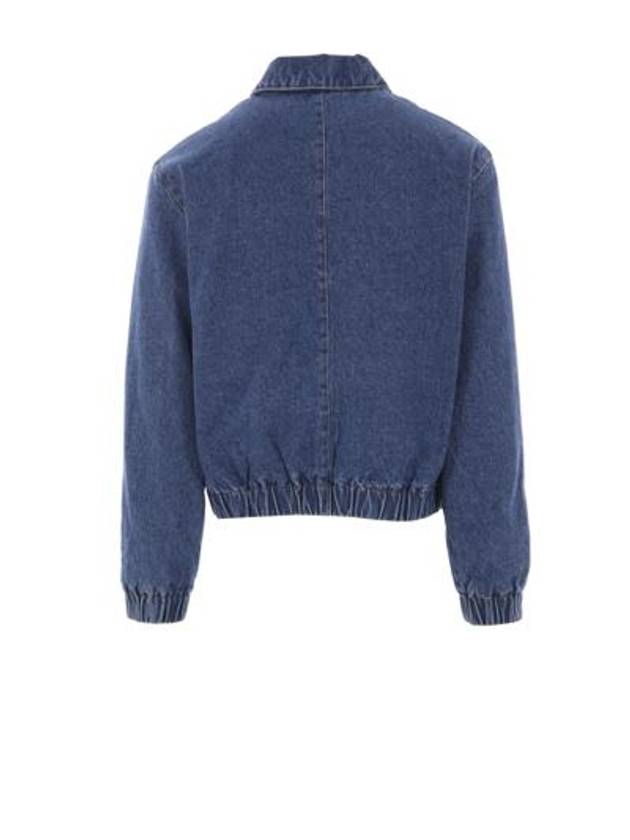 Heart Logo Zipper Denim Cotton Bomber Jacket Blue - AMI - BALAAN 3