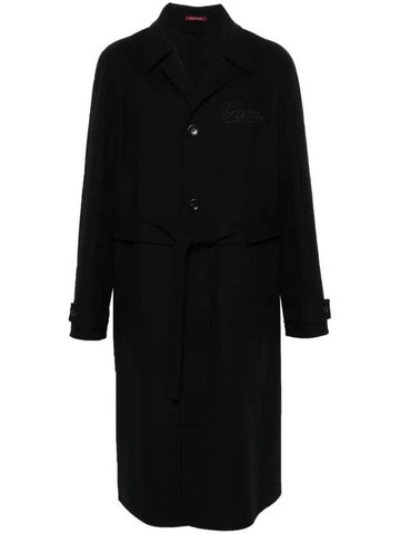 Logo Patch Wool Single Coat Black - GUCCI - BALAAN 1