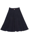 Pointelle Rip Below The Knee A-Line Skirt Navy - THOM BROWNE - BALAAN 3