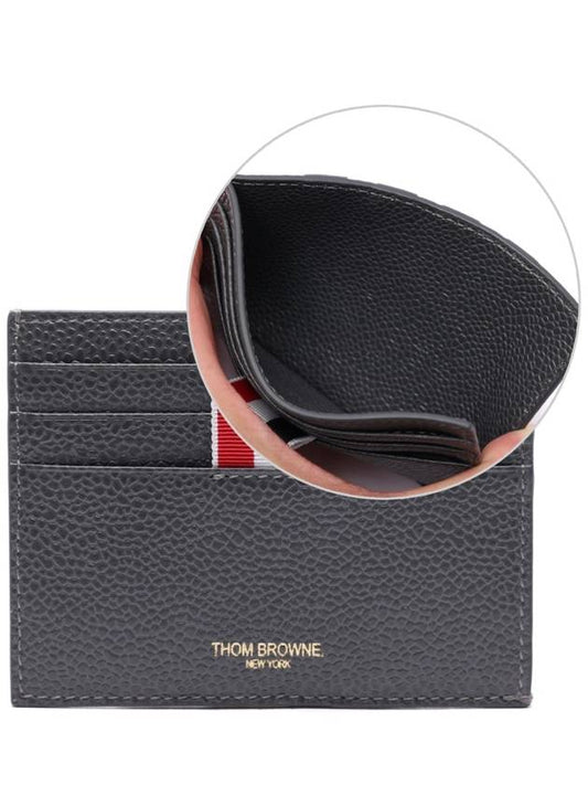 Pebble Calfskin 4-Bar Applique Note Card Wallet Dark Grey - THOM BROWNE - BALAAN 2