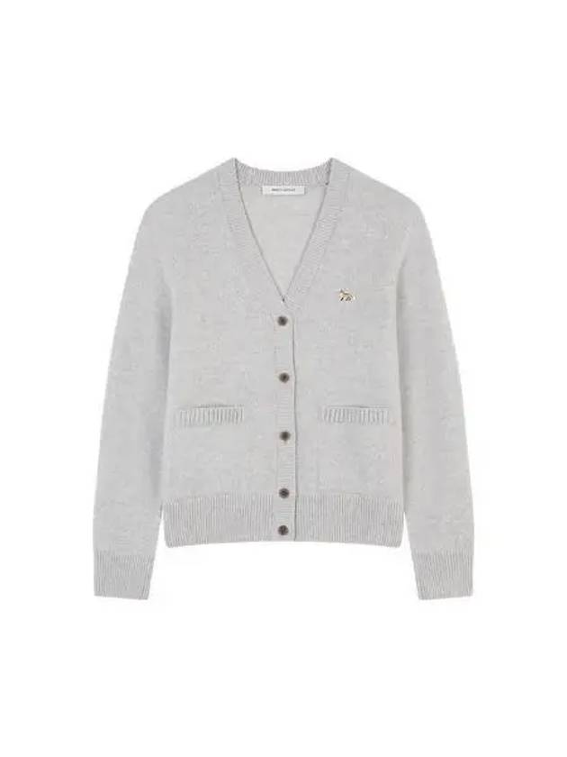 Baby Fox Patch Boxy Cardigan Light Grey Melange - MAISON KITSUNE - BALAAN 2