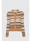 Striped Soft Wool Knit Cardigan Brown - GANNI - BALAAN 2