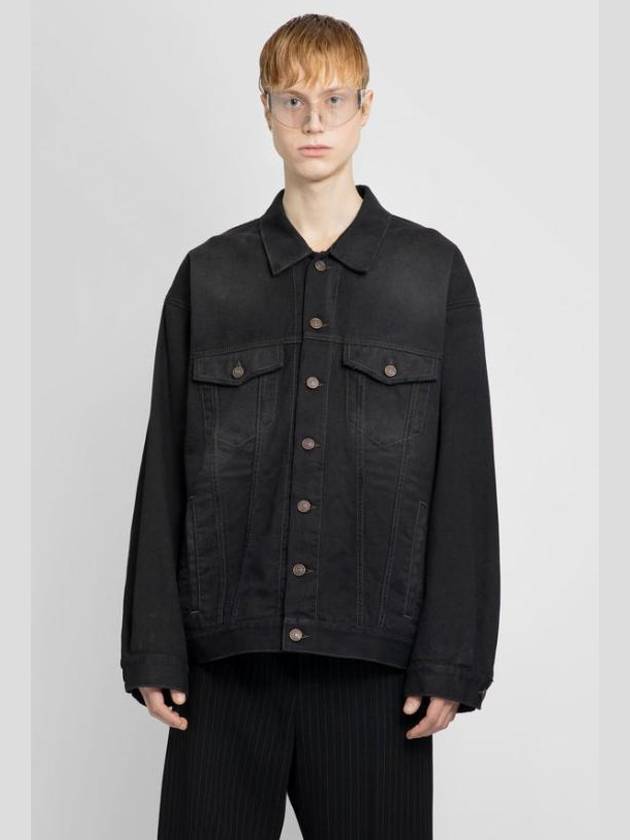 Political Campaign Logo Oversized Denim Jacket Black - BALENCIAGA - BALAAN 6