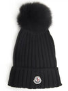 Logo Patch Pom Beanie Black 00219 00 03510 999 - MONCLER - BALAAN 1