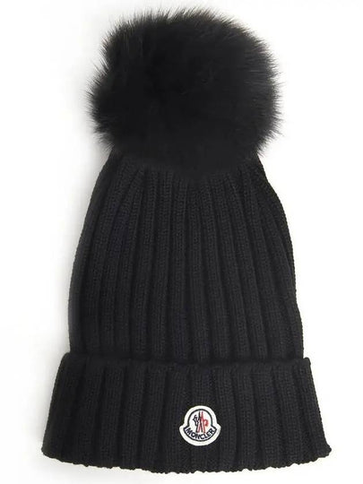 Logo Patch Pom Beanie Black 00219 00 03510 999 - MONCLER - BALAAN 2