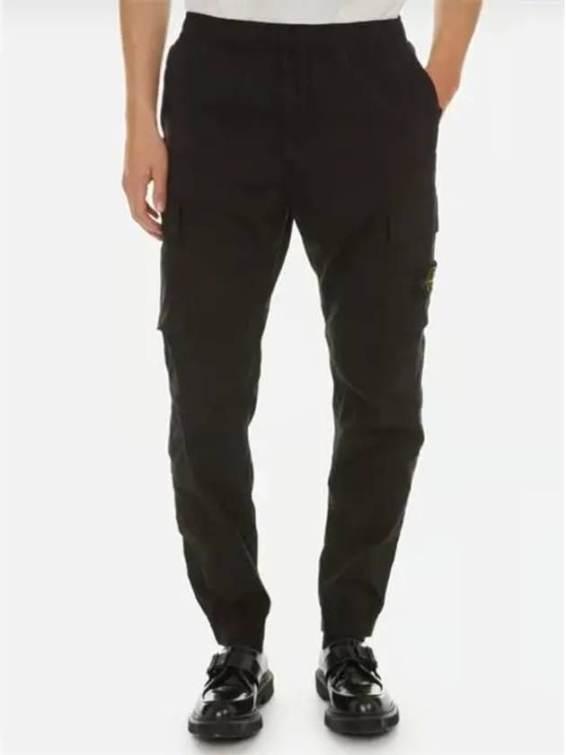 Stretch Cotton Tela Paracadute Cargo Straight Pants Black - STONE ISLAND - BALAAN 2