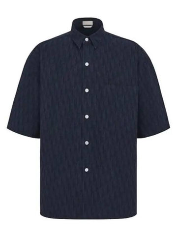 Oblique Overfit Short Sleeve Shirt Navy - DIOR - BALAAN 1