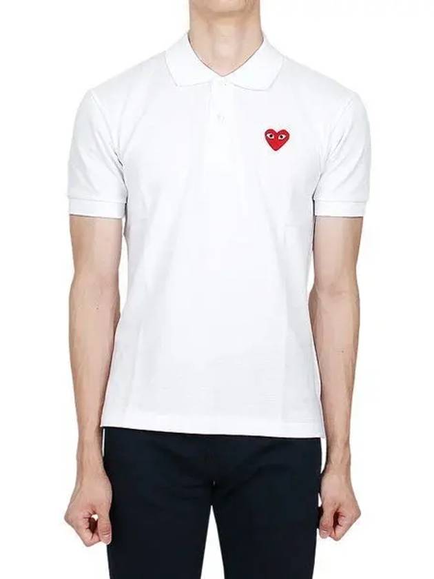 Red Heart Wappen Polo Shirt P1 T006 5 White - COMME DES GARCONS - BALAAN 2