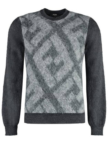 Fendi Wool Blend Crew-Neck Sweater - FENDI - BALAAN 1