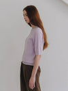 Women's Cashmere Short Sleeve Knit Top Lavender - LEHEE CASHMERE - BALAAN 1