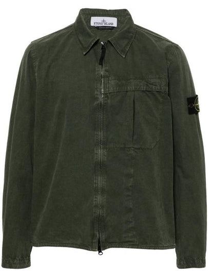 Organic Cotton Shirt Zip Up Jacket Musk - STONE ISLAND - BALAAN 2