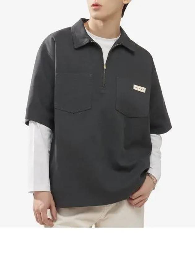 Workwear Gabardine Polo Shirt Granite - MARNI - BALAAN 2