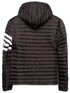 Matte Nylon 4-Bar Stripe Downfill Quilted Hoodie Padding Black - THOM BROWNE - BALAAN 9