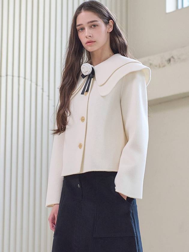 Cape collar handmade single coat ivory - MITTE - BALAAN 2