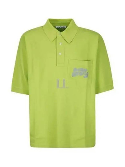 Embroidered Logo Polo Shirt Lime Green - ACNE STUDIOS - BALAAN 2