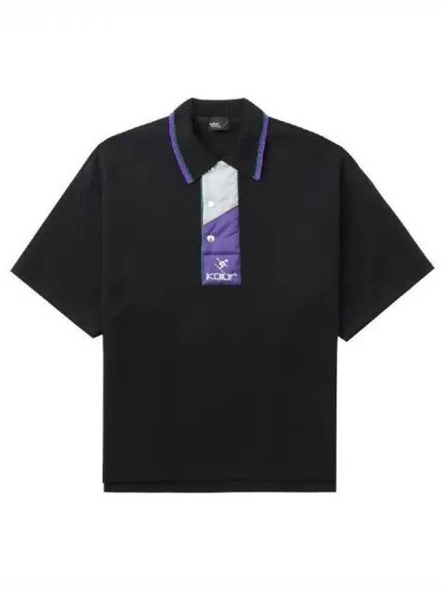 Kolor logo embroidered paneled polo shirt - KOLOR - BALAAN 1