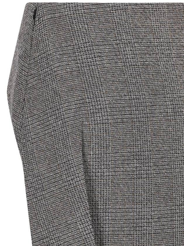 Deconstructed Prince Of Wales Checked Mouline Wool H Line Skirt Grey - PRADA - BALAAN 4