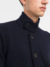 Men's Patch High Neck Lambswool Knit Cardigan Navy - STONE ISLAND - BALAAN 7