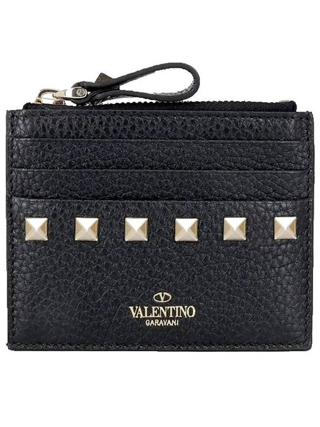 Rockstud Card Wallet Black - VALENTINO - BALAAN 2