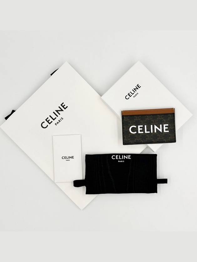 Triomphe Canvas Logo Card Wallet Tan - CELINE - BALAAN 10